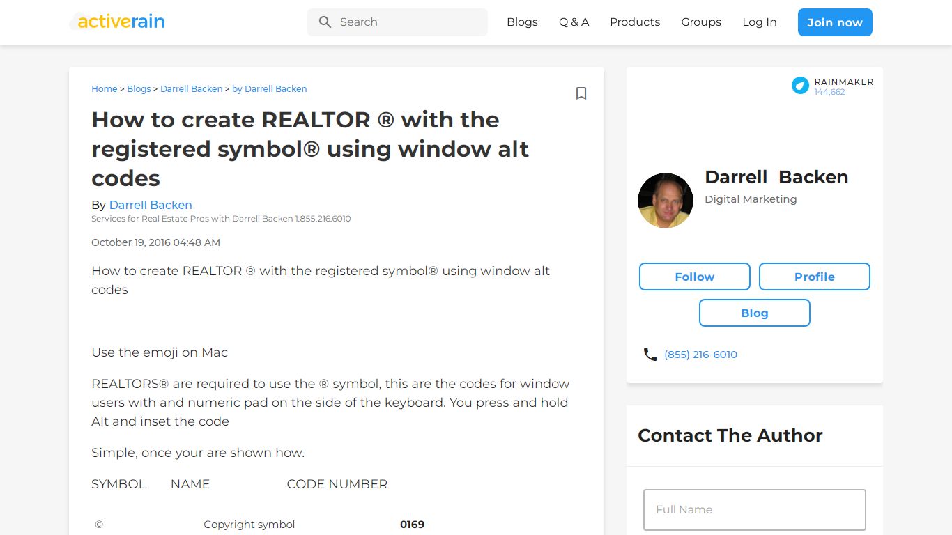 How to create REALTOR ® with the registered symbol® - ActiveRain