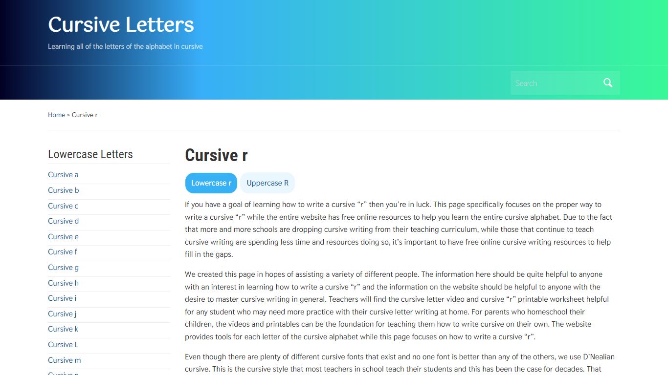 Cursive r – How to Write a Lowercase r in Cursive - Cursive Letters