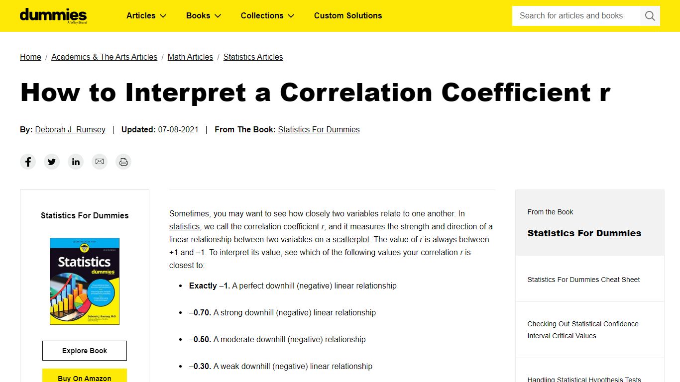 How to Interpret a Correlation Coefficient r - dummies