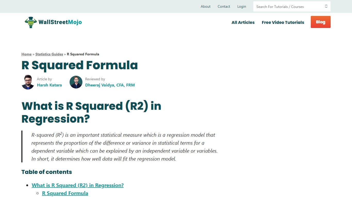 R Squared (R^2) - Definition, Formula, Calculate R Squared - WallStreetMojo