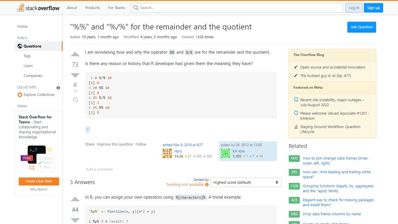 r - "%%" and "%/%" for the remainder and the quotient - Stack Overflow